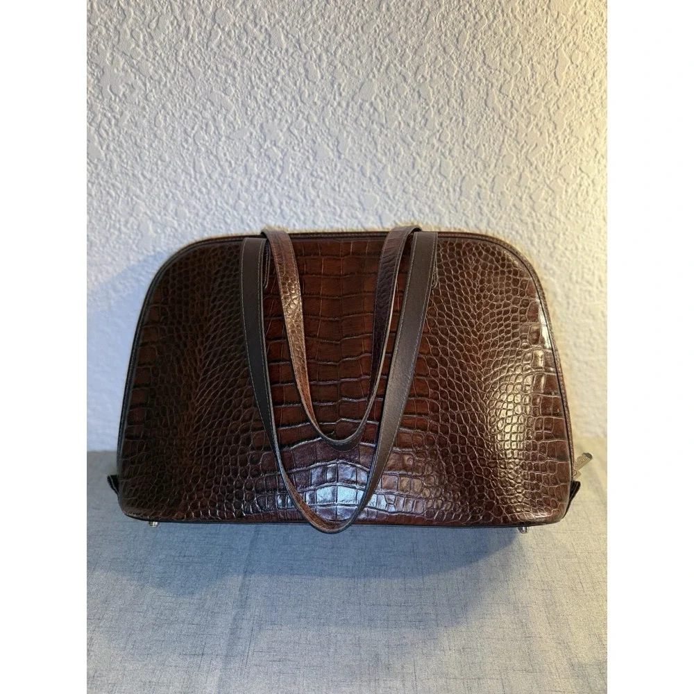 Jack‎ Georges Croco Embossed Leather Business Tote Ladies Laptop Briefcase